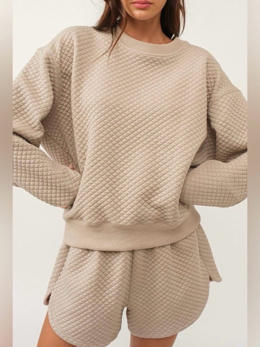 ☕️Purchased 4rm @elizajoy17 "♦️Quilted 2pc Pullover/Shorts Loungeset” Mocha☕️ XL